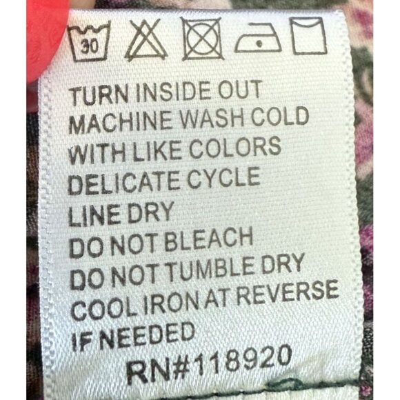 Lucky Paris Floral Smocked Waist Dress L Purple Green Cottagecore Chic - Picture 7 of 7